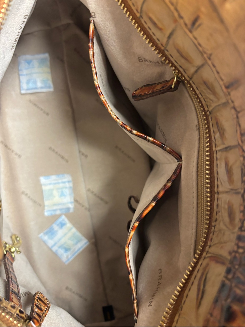 Brahmin Croc-Embossed Shoulder Bag in Cognac Multi-Tone - Picture 8 of 11